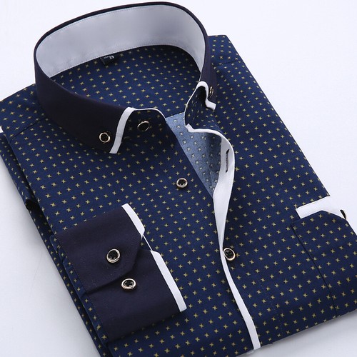 Abito da uomo camicie a maniche lunghe formali business slim senza punti di ferro camicie casual - Foto 5 di 14