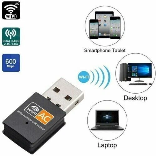Dual Band USB WiFi 600 Mbit/s Wireless Adapter Netzwerk karte 2.4/5GHz 802.11 AC - Bild 4 von 4