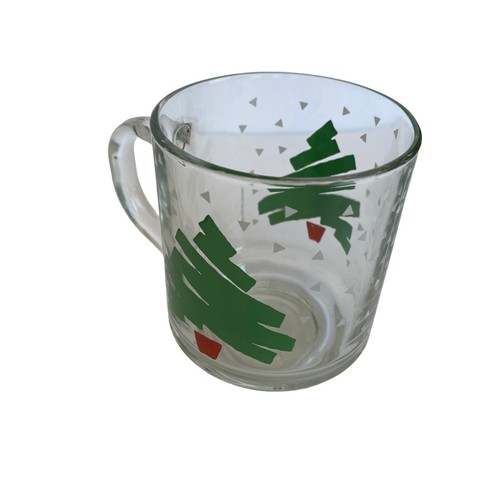 Dayton Hudson Set of 4 Luminarc Christmas Tree Mugs Clear Confetti Glass 1988 - Picture 7 of 11