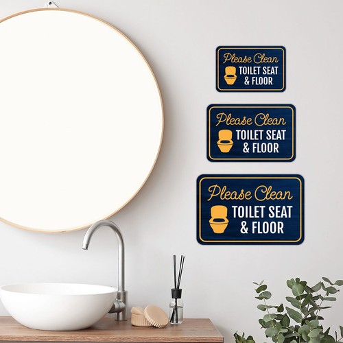 Classic Framed Plus Please Clean Toilet Seat & Floor Wall or Door Sign - Picture 3 of 32