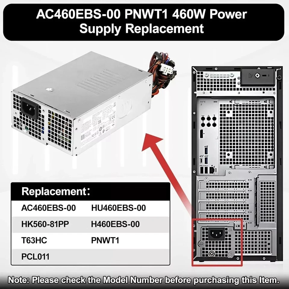Dell Aurora R13 R14 XPS 8950 460W PSU PNWT1 T63HC 389MC 0PNWT1 0T63HC 0389MC - Image 4 of 4