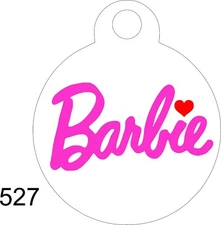 Barbie Cute Custom Personalize Pet ID tag for Dog and Cat Collar round Collar ta