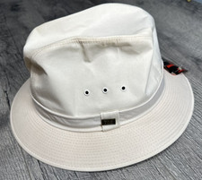London Fog Fedora Hat Mens Beige 7 1/2 Canvas All Weather Dupont USA Made NEW