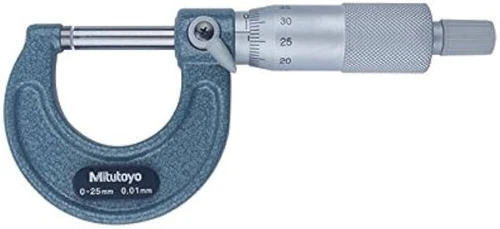 Mitutoyo 103-137 Outside Micrometer, Baked-Enamel Finish, Ratchet Stop, 0-25mm R