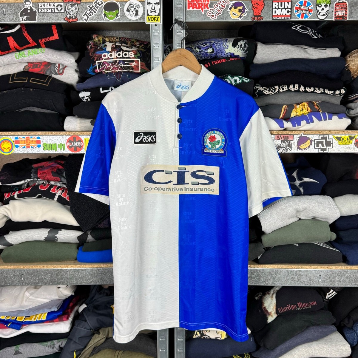 BLACKBURN ROVERS 1996 1998 HOME FOOTBALL SHIRT SOCCER JERSEY ASICS