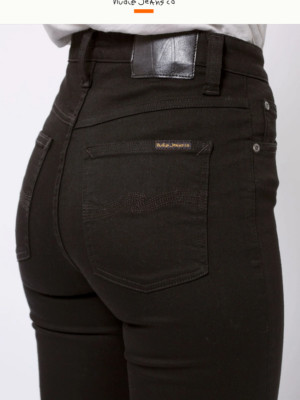 Nudie 'HIGHTOP TILDE EVER BLACK' Black Jeans Size W30 L30 AU12.
