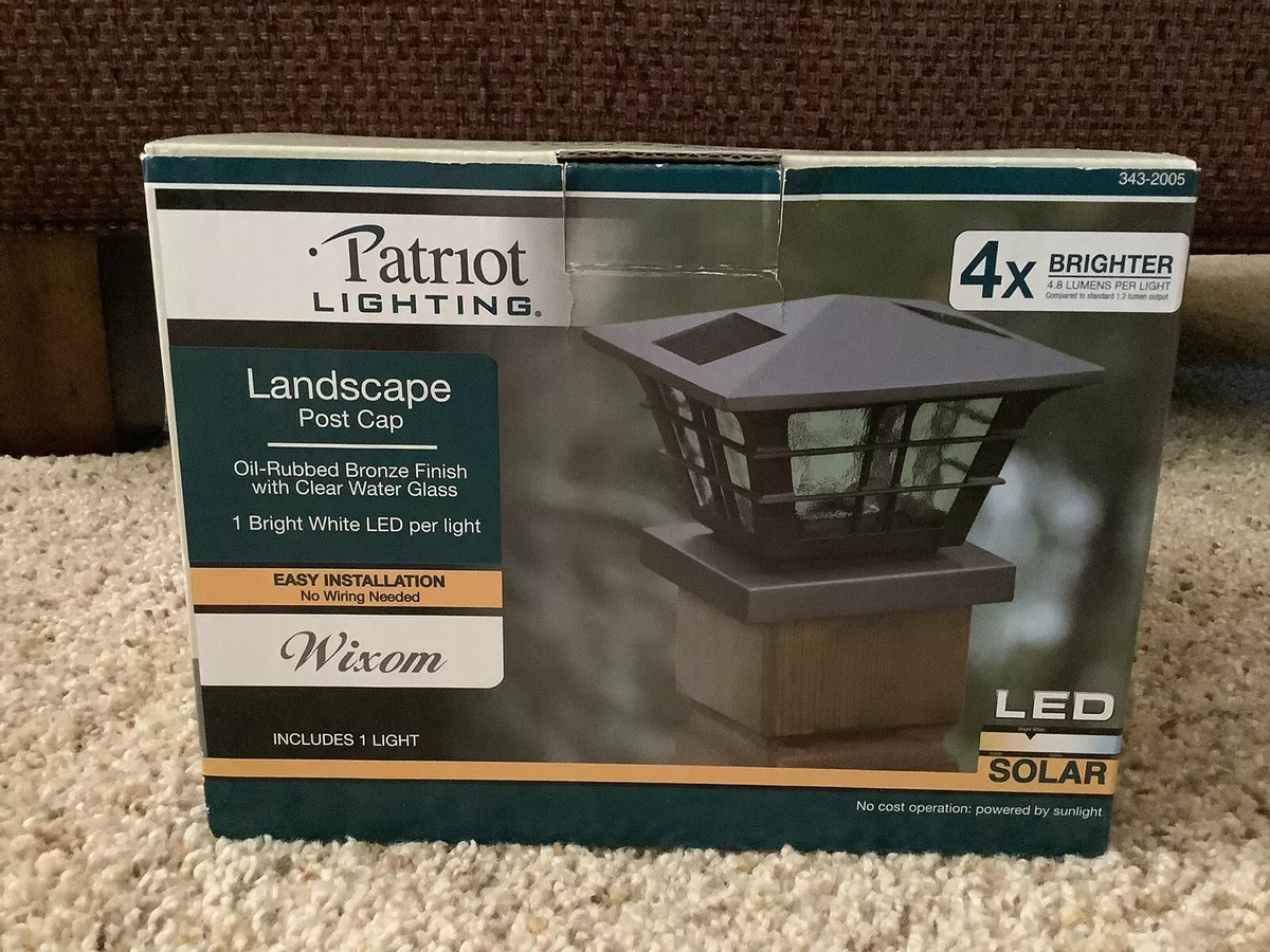 NEW Patriot Lighting Solar Landscape Post Cap Oil Rubbed Bronze White LED