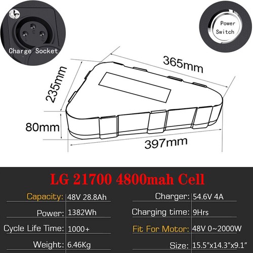 Batteria litio ebike 36V 48V 52V 72V batteria for 0~3000W bici motore +caricabatterie - Foto 11 di 14