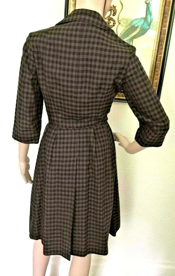 40’s Vintage Black Brown Gingham “Junior Set” Rockabilly Coat Dress - Image 4 of 4