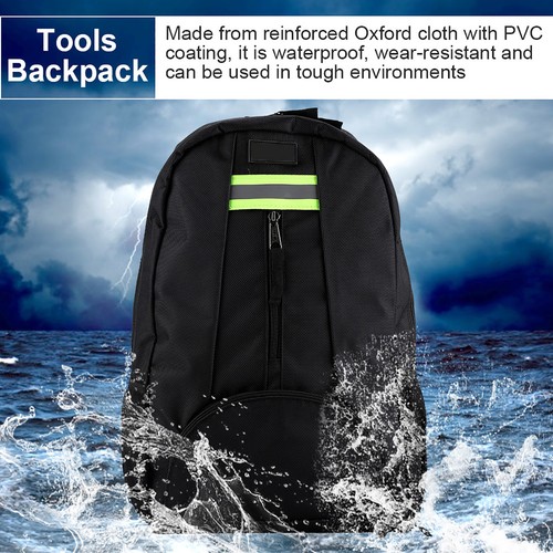 Hyper Tough Black Tool Backpack with Pockets and Loops, Portable Tool Storage US - Picture 3 of 19