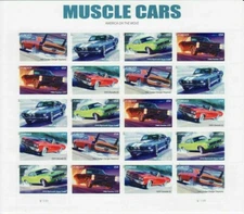 Muscle Cars Full Sheet of 20  Current Rate Postage Stamps Scott 4743-47