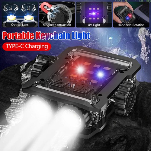 1-4X Multi-function Mini Keychain LED Flashlight USB Rechargeable Portable Torch - Picture 3 of 25