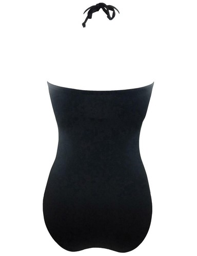 Pour Moi Black Swimsuit Non Wired Ruched Front Wear Strapless or Halter Tie - Picture 3 of 4