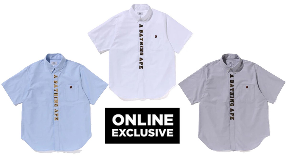 A BATHNIG APE Men's 1ST CAMO APPLIQUE OXFORD BD SHIRT ONLINE