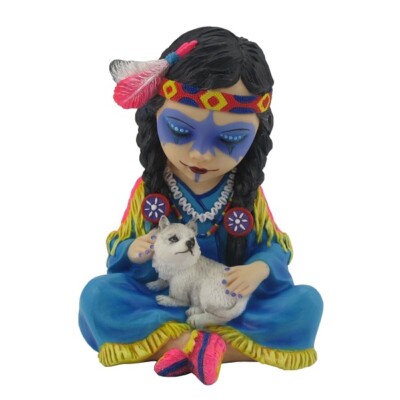 Veronese Design Cosplay GIRL WITH BABY WOLF FIGURINE WU76756AA
