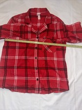 Wondershop Women's Holiday Buffalo Plaid Flannel Button Front Pajama Top Size M