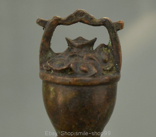 3 Zoll seltene alte chinesische Bronze Fengshui zieht Reichtum an Yuanbao Fass Eimer Statue - Bild 2 von 9