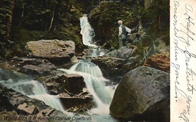 Vintage Postcard 1911 White Mountains New Hampshire Beechers Cascade Crawfords
