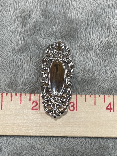 Vintage Beau Sterling Silver Not Monogrammed Oval Brooch Pin - Picture 5 of 9