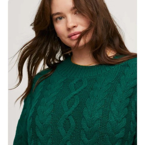 NEW Mango Cable-knit warm sweater, Green, Size M