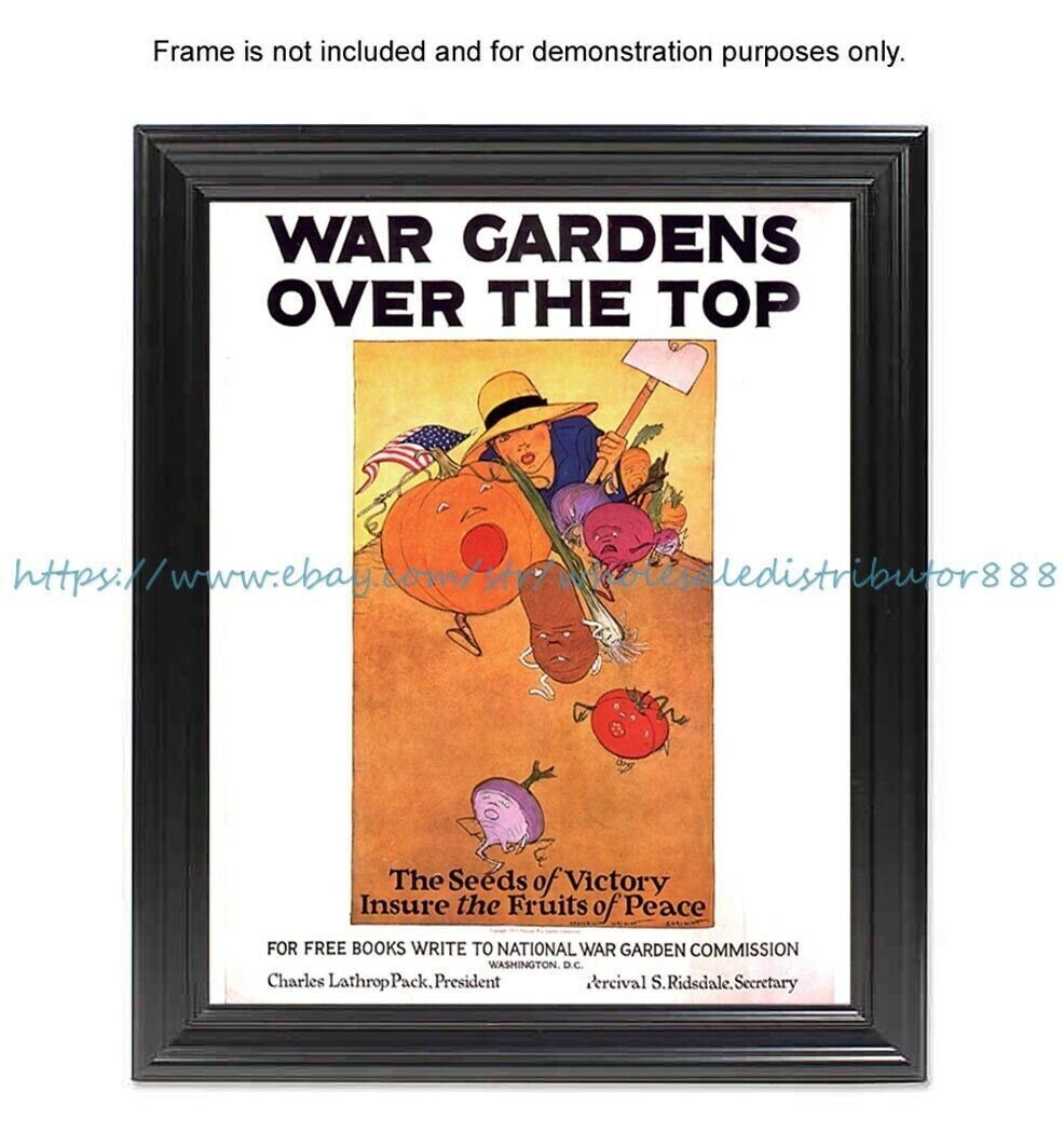 1919 WW1 Propaganda War Poster Bar Design War Gardens Over the Top 8x10 Print