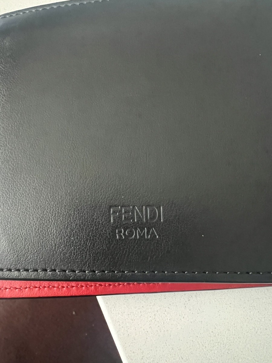 Fendi Monster Bifold Wallet Black Red Yellow Bugs Eye Unisex Made