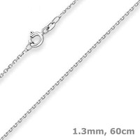 1,3Mm Ankerkette Diamantiert Kette Collier Halskette Aus 585 Gold WeißGold 60Cm