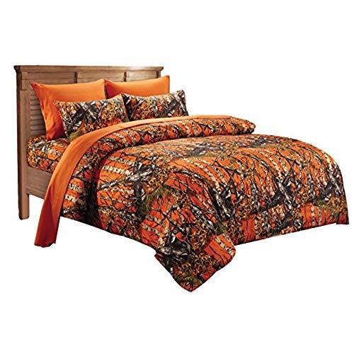 CAL KING ORANGE CAMO!!! 1 PC COMFORTER MICROFIBER WOODS CAMOUFLAGE BLANKET - Picture 2 of 3