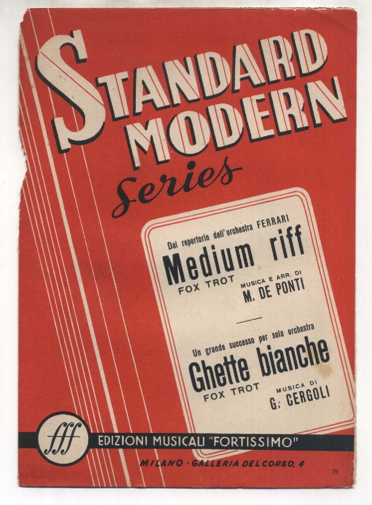 Spartito MEDIUM RIFF De Ponti GHETTE BIANCHE Guido Cergoli 1957 sheet music