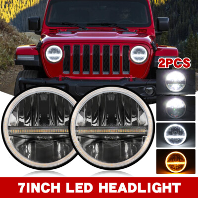 E24 E-Geprüft Paar 7 Zoll LED Scheinwerfer DRL Für Jeep Wrangler   JK 2008-2017