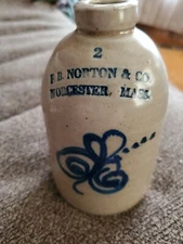 L. B. Norton & Co. Stoneware 5 in  Mini Jug Worcester, Mass Rare