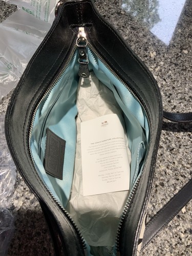 COACH Zoe Genuine Convert HOBO/CROSSBODY Handbag. F14708. Black/gray. NWOT. - Picture 7 of 11