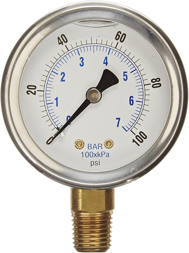 Nuevo Acero Inoxidable Líquido Lleno Presión WOG Agua Aceite Gas 0 a 100 PSI Inferior - Imagen 5 de 12