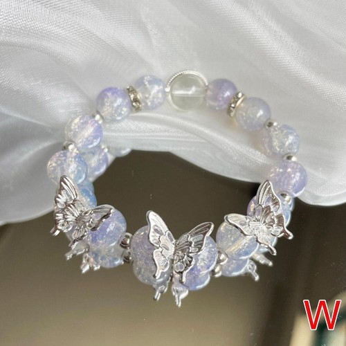 Koreanische rosa Kristall Blumen Schmetterling Anhänger Perlen Armband für Frauen _ - Bild 14 von 44