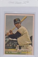 1957 TOPPS ANDRE RODGERS NEW YORK GIANTS ROOKIE 377 VG+ NO CREASES FREE SHIP MW