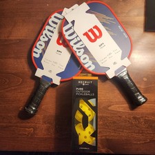 Wilson XP1 Pickleball rackets 2 and one box of Recruit Onix Pickleballs