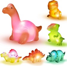 Light Up Bath Toys,6 Packs Floating Dinosaur Bathtub Toys for Toddlers,No Hole B