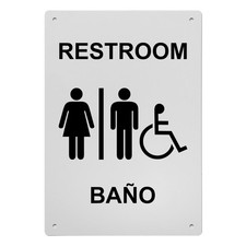 Restroom - Ba o Sign, 8.5 x 11 in", ADA Unisex Family Assisted Sign