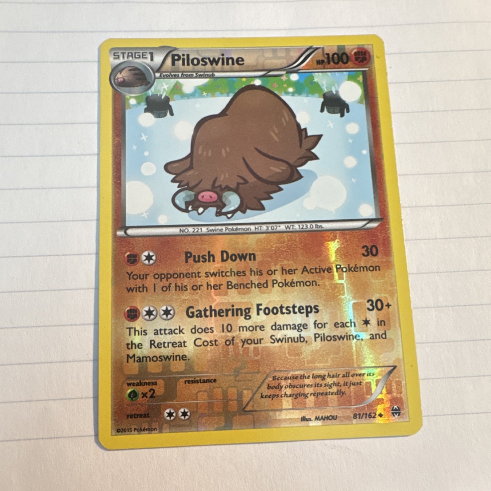 Pokémon Piloswine Reverse Holo 81/162 Breakthrough Stage 1 Uncommon 100HP