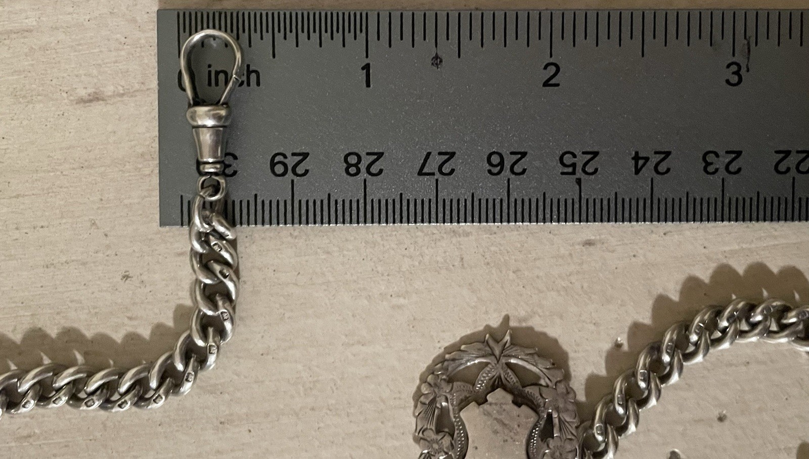 Solid Sterling Silver Watch Chain Full English Ha… - image 12