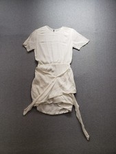 Stylestalker Women Mini Dress S White Short Sleeve Wrap Front Side Tie Casual