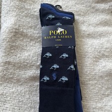 Polo Ralph Lauren Men's Dress Socks 3 pairs navy bleu  bleu bleu  whale design