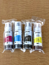 Genuine Epson 522 Ink Bottles 4 Pack BK C M Y OEM Exp 08/2026 Sealed