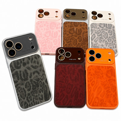 Leopardenmuster Leder Textur Hülle für iPhone 17 16 15 14 13 Pro Max Stoßfest