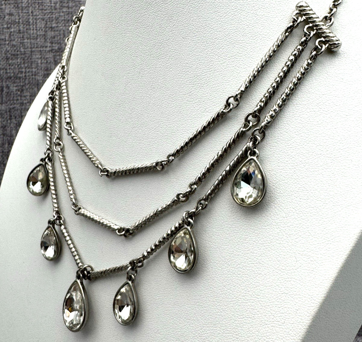 Layered Multi Strand Statement Necklace Teardrop … - image 3