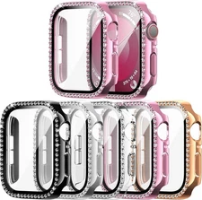 Haojavo 5 Pack Bling for 45mm Series 9/8/7, black/silver/clear/pink/rosegold 