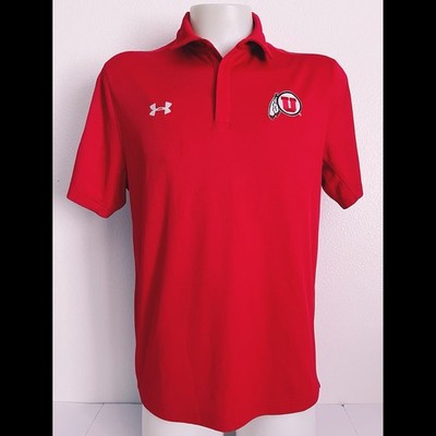 Utah Utes Under Armour Heat Gear Loose Short Sleeve Red Polo Shirt Men s Large