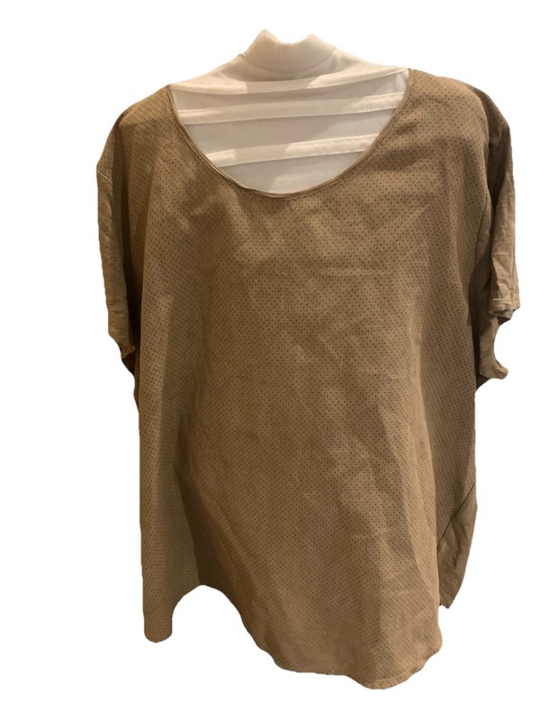 chicos size 4 xxl Taupe Top Short Sleeve 