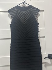 Andrianna Papell Women Banded Soutache Sneath Sleeve Less Dress Black Sz 8