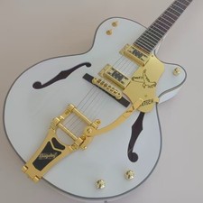 22 Frets White Semi Hollow Body Electric Guitar Mahogany Body Gold Hardware